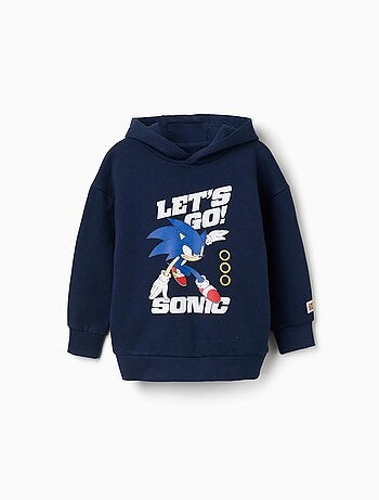 Sweat en coton peigné avec capuche et imprimé sonic