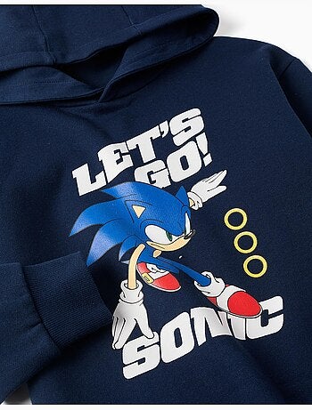Sweat en coton peigné avec capuche et imprimé sonic