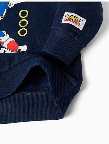 Sweat en coton peigné avec capuche et imprimé sonic