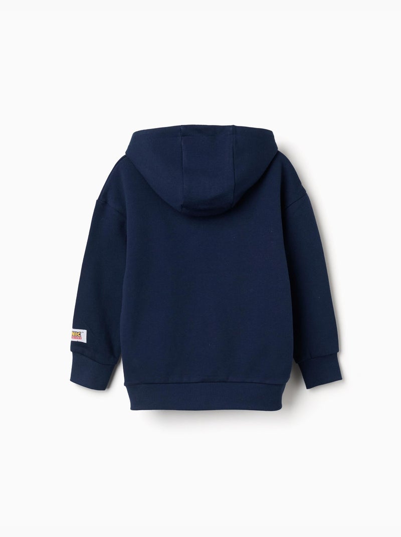 Sweat en coton peigné avec capuche et imprimé sonic Bleu foncé - Kiabi