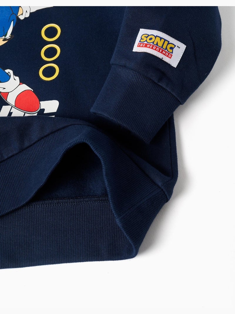 Sweat en coton peigné avec capuche et imprimé sonic Bleu foncé - Kiabi
