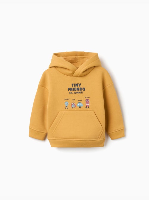 Sweat en coton peigné avec capuche et imprimé tiny friends - Kiabi