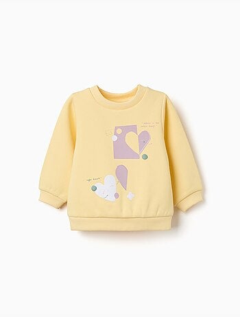 Sweat en coton peigné avec fleurs et cœurs