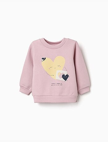 Sweat en coton peigné avec fleurs et cœurs