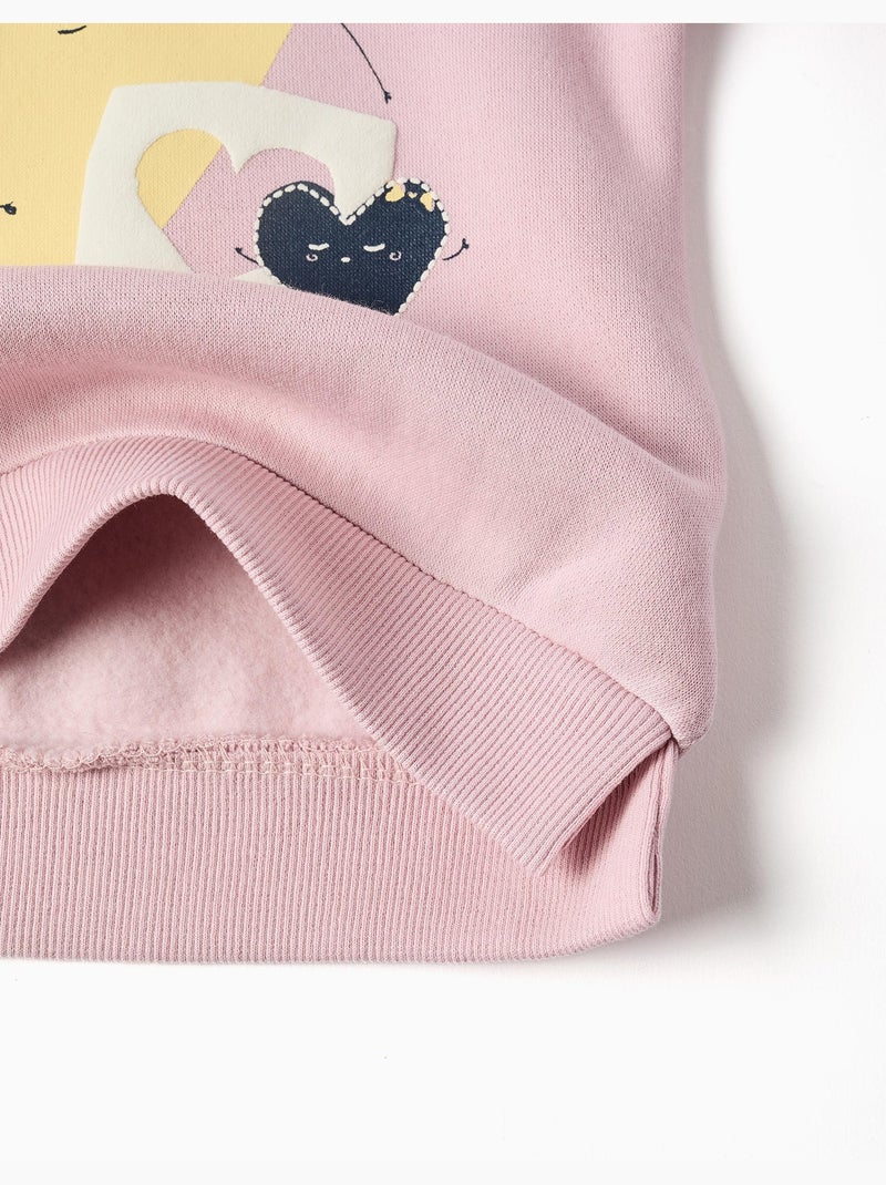 Sweat en coton peigné avec cœurs imprimés Mauve lilas - Kiabi