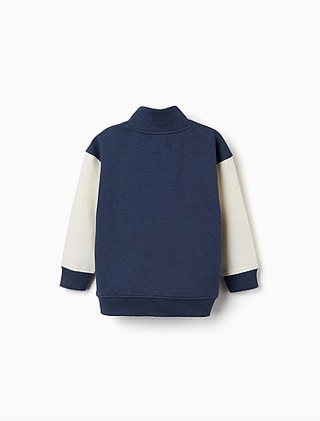 Sweat en coton peigné avec col montant et broderie