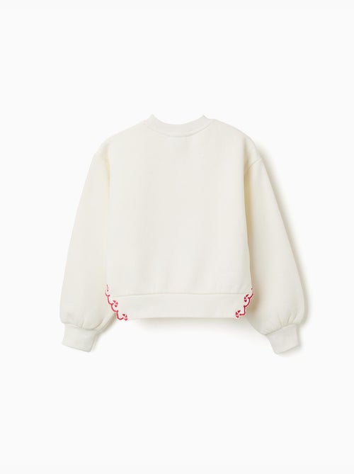 Sweat en coton peigné avec fleur brodée - Kiabi