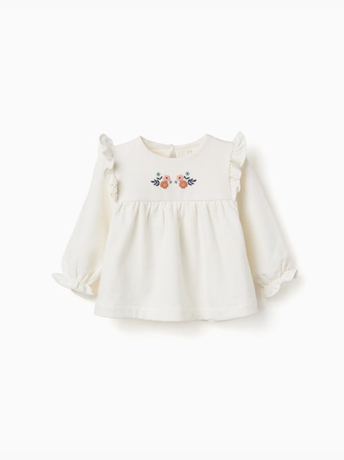 Sweat en coton peigné avec fleurs en relief - Kiabi Sweat en coton peigné avec fleurs en relief - Kiabi