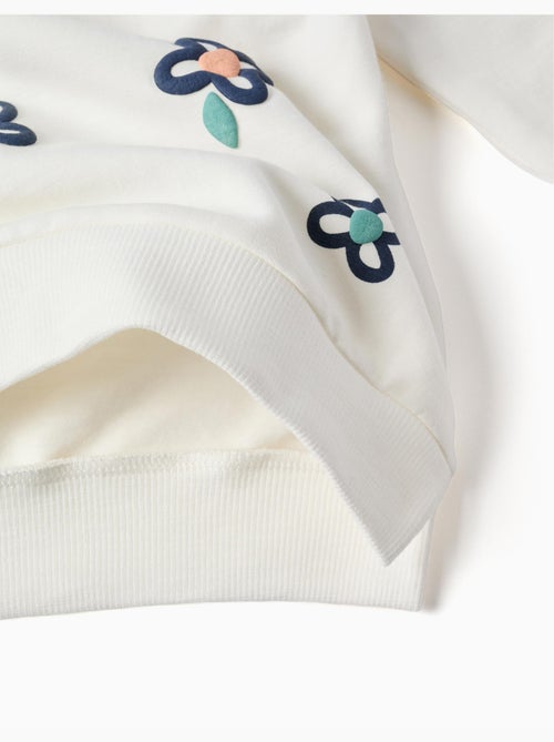 Sweat en coton peigné avec fleurs en relief - Kiabi Sweat en coton peigné avec fleurs en relief - Kiabi