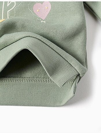 Sweat en coton peigné avec fleurs et cœurs