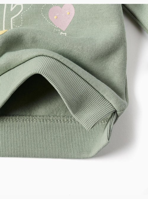 Sweat en coton peigné avec fleurs et cœurs - Kiabi