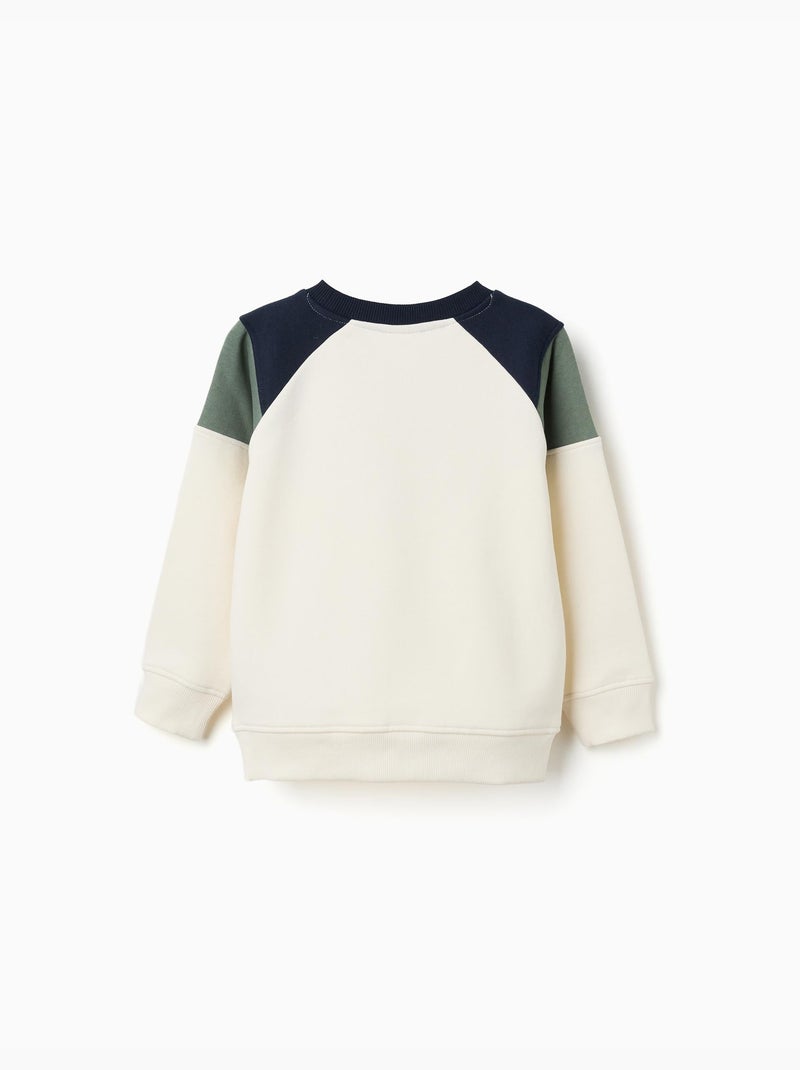 Sweat en coton peigné avec imprimé 96 Vert foncé - Kiabi