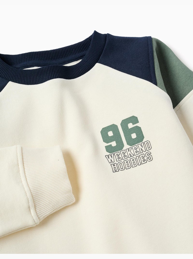 Sweat en coton peigné avec imprimé 96 Vert foncé - Kiabi