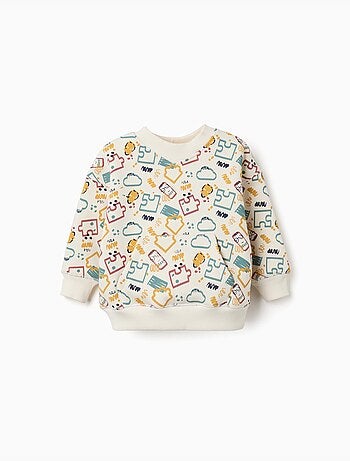 Sweat en coton peigné avec imprimé coloré