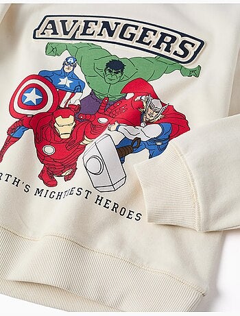 Sweat en coton peigné avec imprimé en relief Avengers