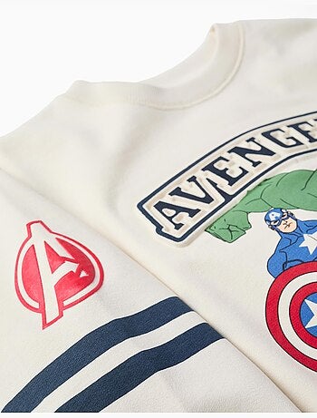 Sweat en coton peigné avec imprimé en relief Avengers