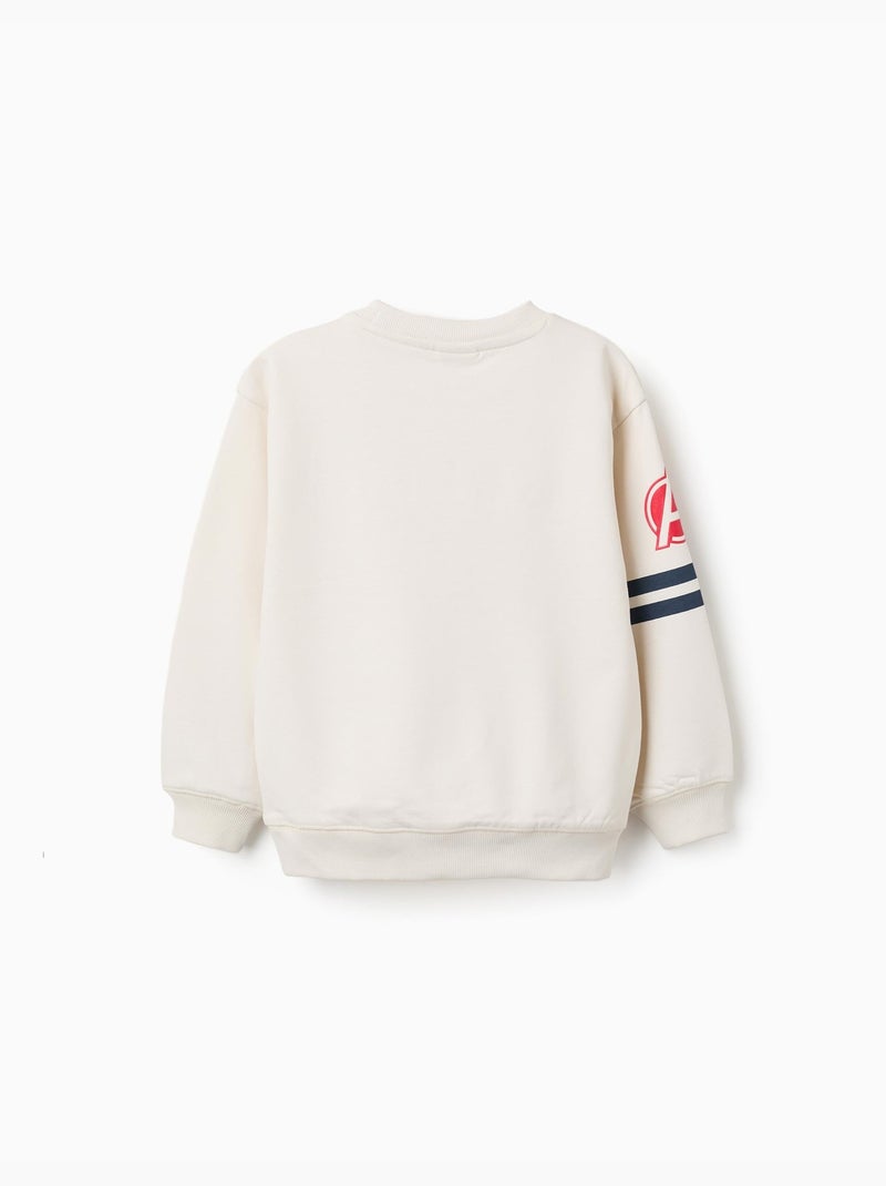 Sweat en coton peigné avec imprimé en relief Avengers Blanc - Kiabi