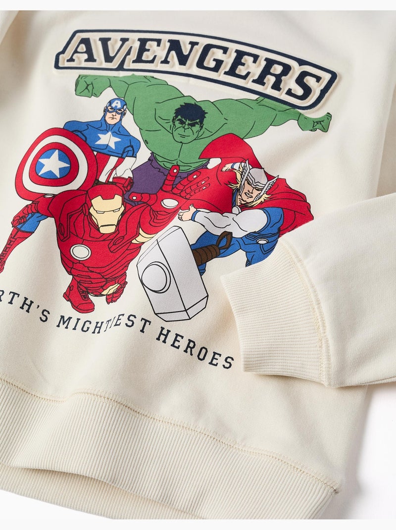 Sweat en coton peigné avec imprimé en relief Avengers Blanc - Kiabi