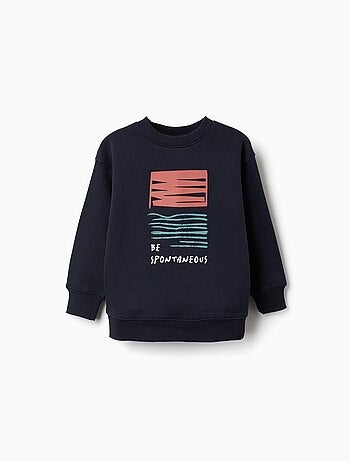 Sweat en coton peigné avec imprimé en relief
