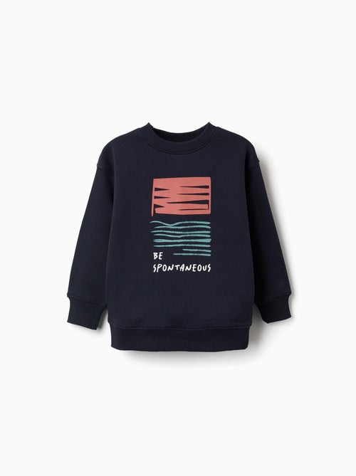 Sweat en coton peigné avec imprimé en relief - Kiabi Sweat en coton peigné avec imprimé en relief - Kiabi
