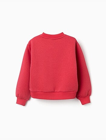 Sweat en coton peigné avec imprimé en relief de fleurs