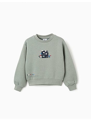 Sweat en coton peigné avec imprimé en relief de fleurs