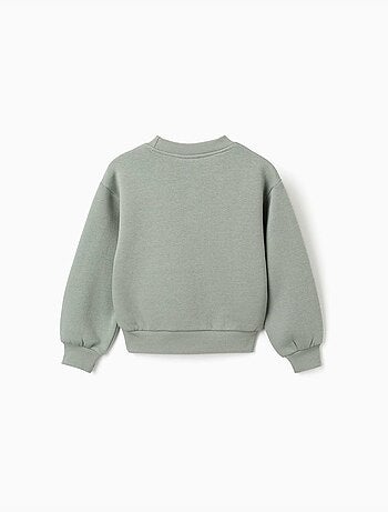 Sweat en coton peigné avec imprimé en relief de fleurs