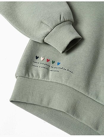 Sweat en coton peigné avec imprimé en relief de fleurs