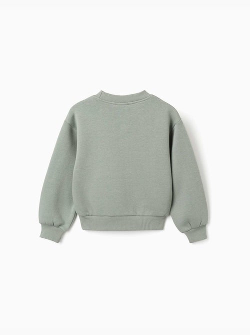 Sweat en coton peigné avec imprimé en relief de fleurs - Kiabi