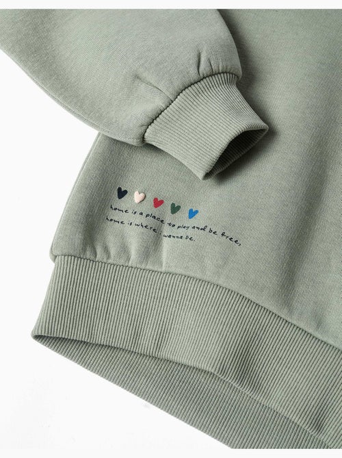 Sweat en coton peigné avec imprimé en relief de fleurs - Kiabi