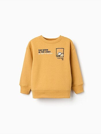 Sweat en coton peigné avec imprimé en relief