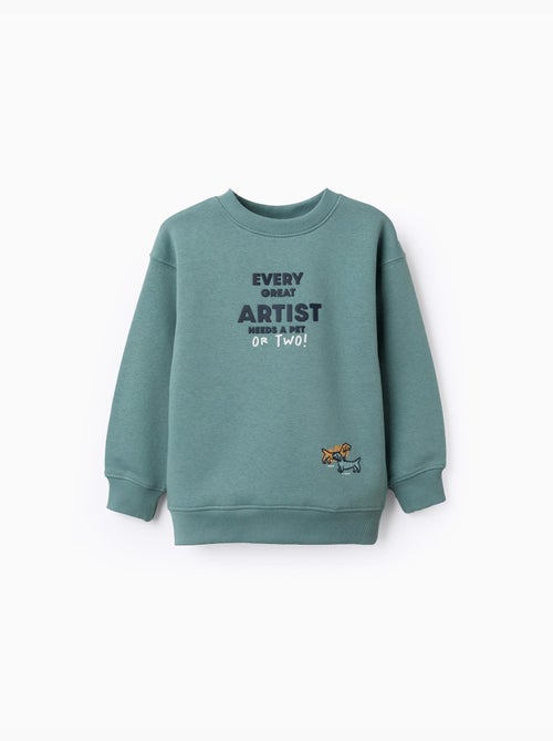 Sweat en coton peigné avec imprimé en relief - Kiabi Sweat en coton peigné avec imprimé en relief - Kiabi
