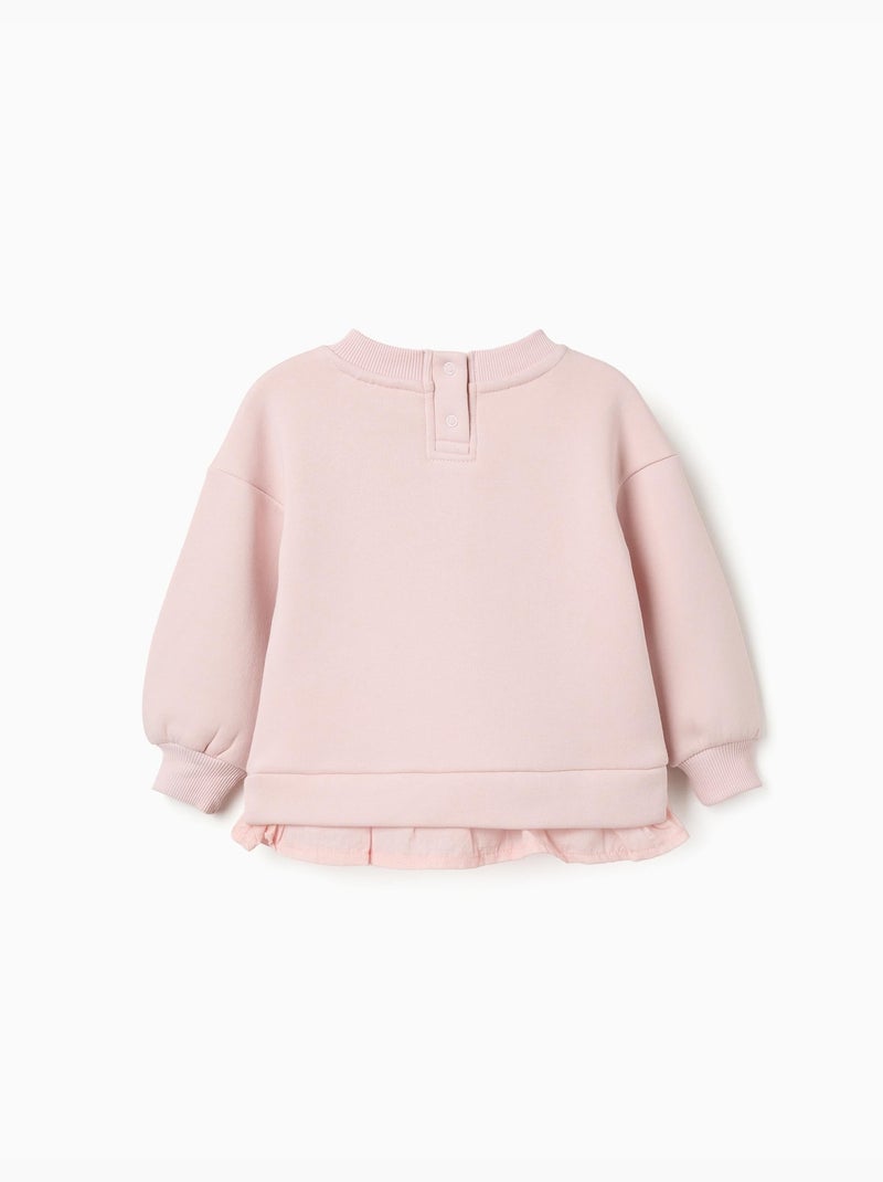 Sweat en coton peigné avec imprimé fleurs Rose - Kiabi