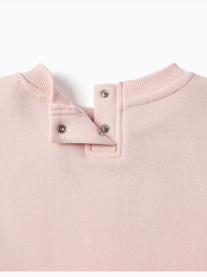 Sweat en coton peigné avec imprimé fleurs Rose - Kiabi