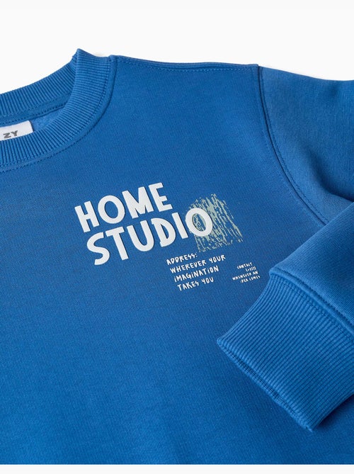 Sweat en coton peigné avec imprimé home studio - Kiabi