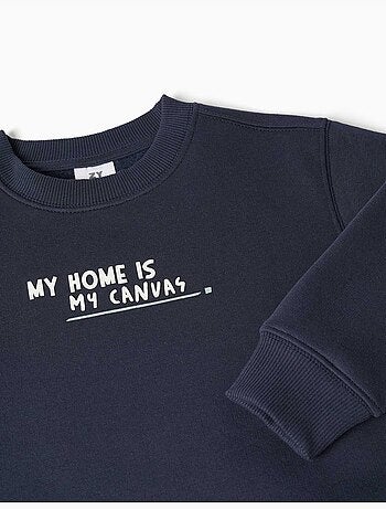 Sweat en coton peigné avec imprimé my home