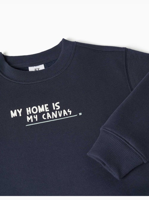 Sweat en coton peigné avec imprimé my home - Kiabi Sweat en coton peigné avec imprimé my home - Kiabi