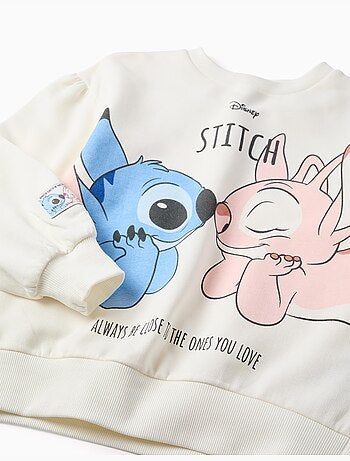 Sweat en coton peigné avec imprimé stitch & angel