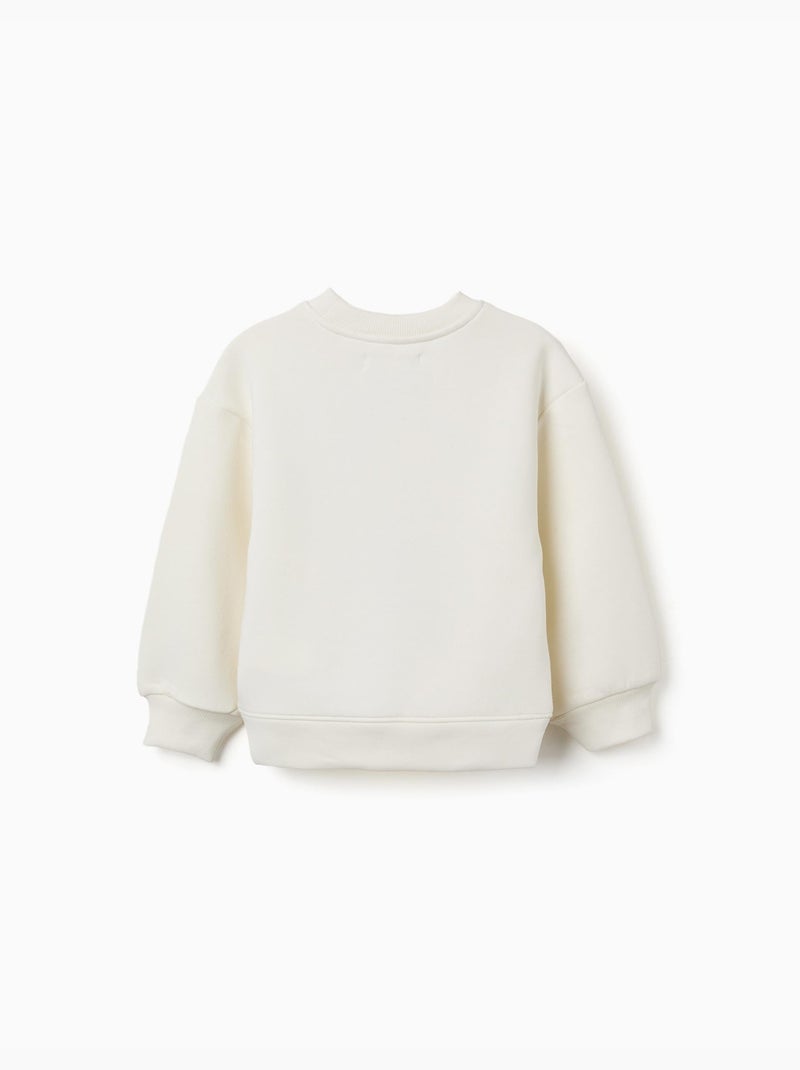 Sweat en coton peigné avec motif art et nature Blanc - Kiabi