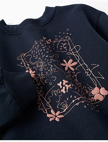 Sweat en coton peigné avec motif art et nature