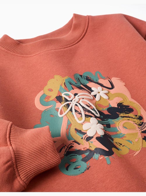 Sweat en coton peigné avec motif art et nature - Kiabi