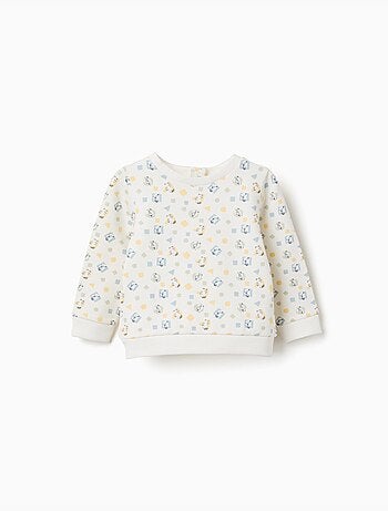 Sweat en coton peigné avec motif coloré