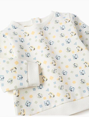 Sweat en coton peigné avec motif coloré