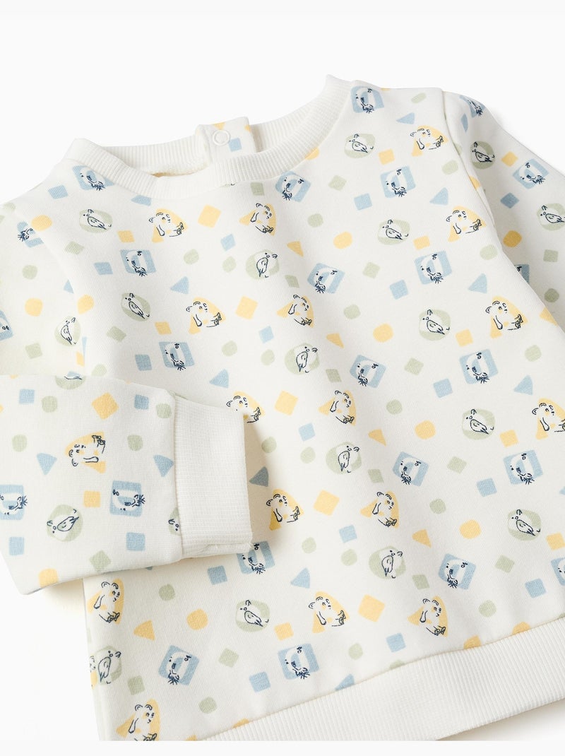 Sweat en coton peigné avec motif coloré Blanc - Kiabi