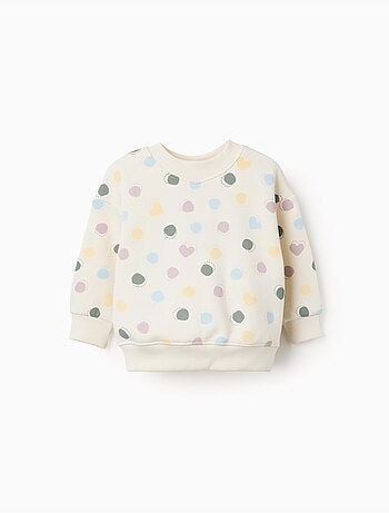 Sweat en coton peigné avec motif de cœurs et pois