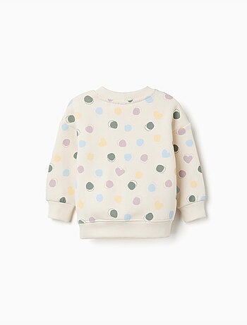 Sweat en coton peigné avec motif de cœurs et pois