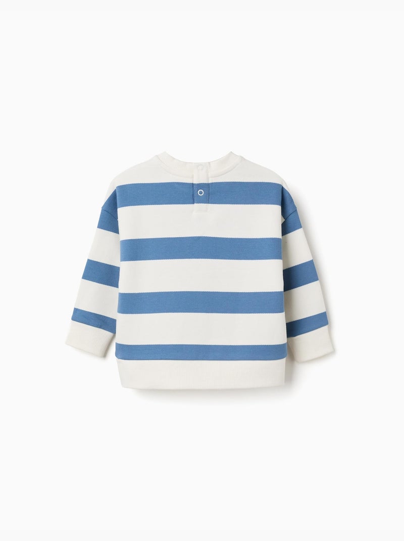 Sweat en coton peigné rayé avec imprimé Mickey Bleu Bleu - Kiabi