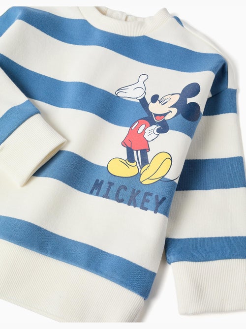 Sweat en coton peigné rayé avec imprimé Mickey - Kiabi