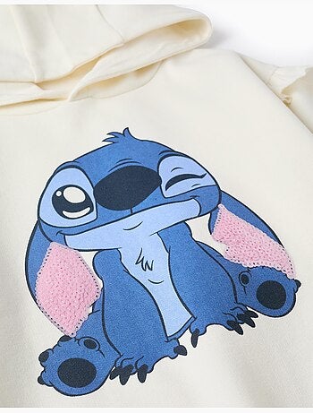 Sweat en coton polyester peigné avec Capuche et Paillettes Lilo et Stitch