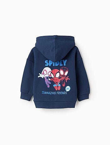 Sweat en coton polyester peigné avec Capuche Spider-Man